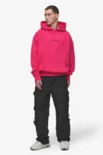 Pegador Colne Logo Oversized Hoodie Washed Virtual Pink Black